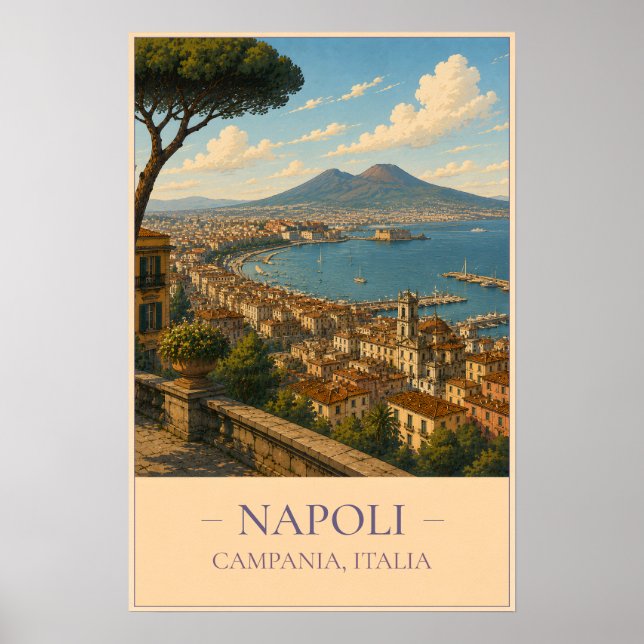 Neapel, Italien – Vintage-Reiseposter Poster (Vorne)