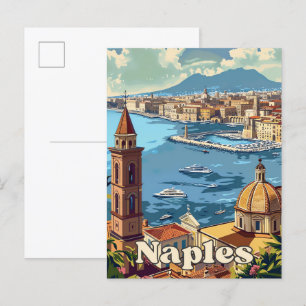 Neapel Italien Vintage Retro Reiseillustration Postkarte