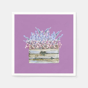 Neapel mit Blume in Imitaten Holzcontainer Serviette