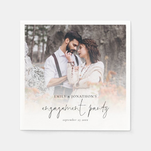 Neapel: Modern Foto Overlay Engagement Party Neape Serviette (Vorderseite)