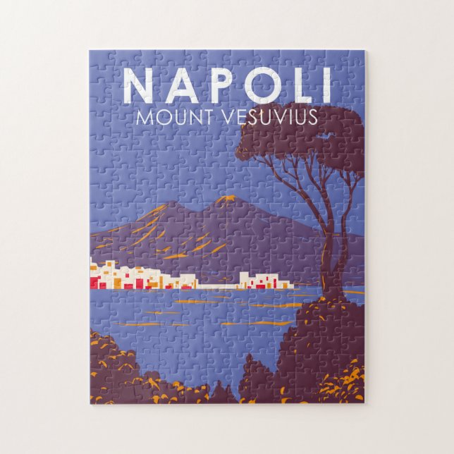 Neapel Monte Vesuvius Reisen Vintag Puzzle (Vertikal)