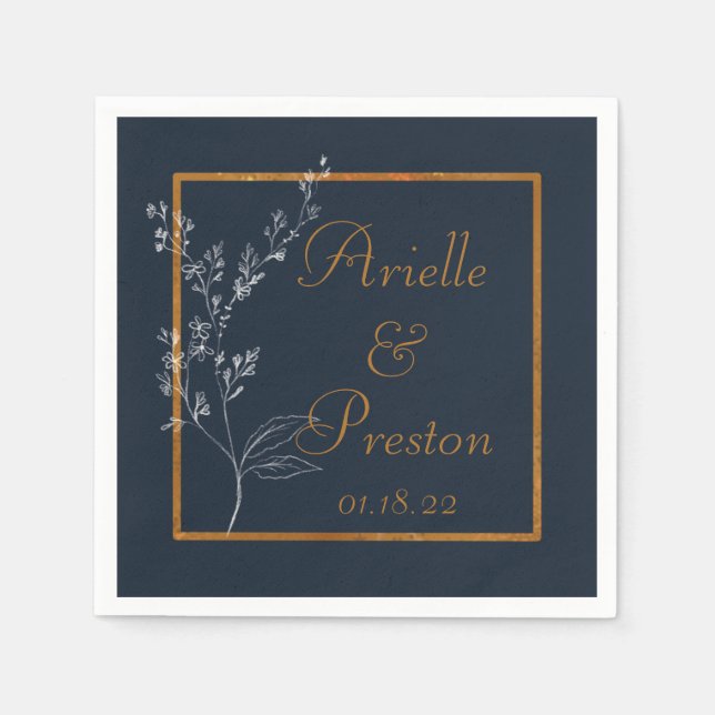 Neapel, Neapel, Weißes und Minimalistisches Gold Serviette (Vorderseite)