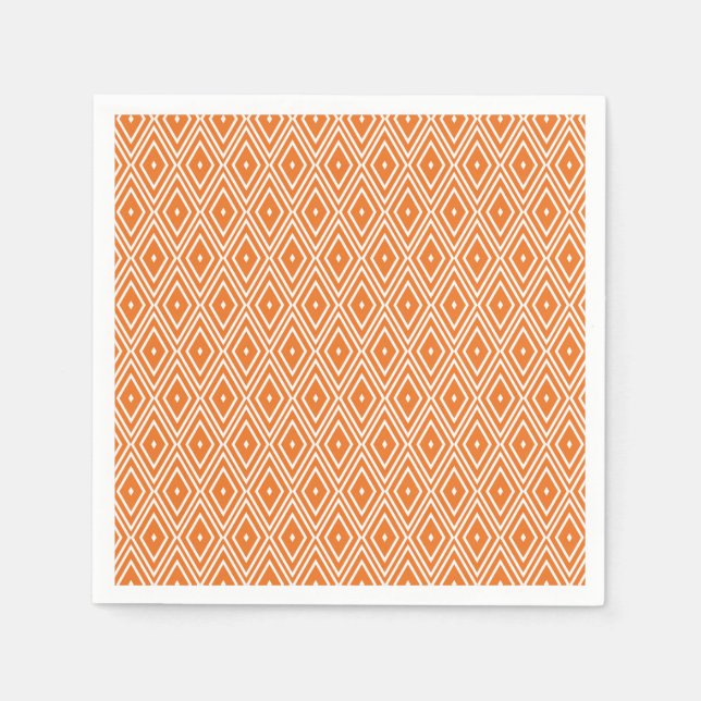 Neapel, Orange und White Diamond Design Napkins Serviette (Vorderseite)