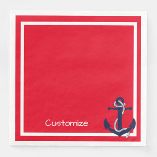 Neapel, rotes und weißes Nautikdesign Serviette