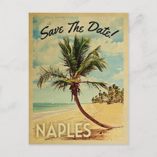 Neapel Save the Date Vintag Beach Palm Tree Ankündigungspostkarte
