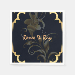 Neapel, Schwarz und Gold Personalisiert Serviette