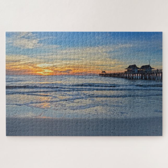 Neapel-Strand, Florida, Pier am Sonnenuntergang Puzzle (Horizontal)