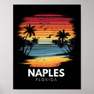 Neapel Strand Florida Surfbrett Surfen Vintage Poster