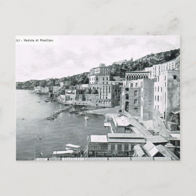 Neapel, Veduta di Posillipo 1908 Postkarte (Vorderseite)