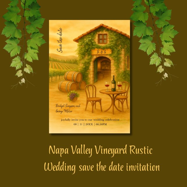 Neapel Vineyard Golden Sunset Save the Date Einladung (Von Creator hochgeladen)