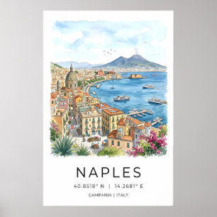 Neapel-Wandkunst-Druck Türkisfarbenene Bucht und K Poster