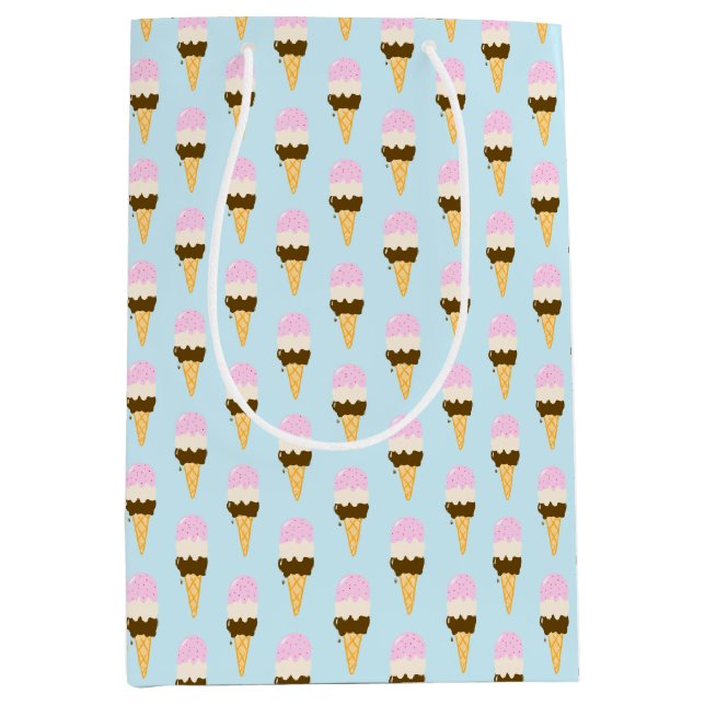 Neapolitan Ice Creme Cone Muster Mittlere Geschenktüte (Vorderseite)