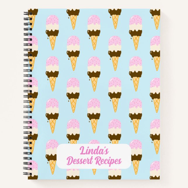 Neapolitan Ice Creme Cone Muster Notizbuch (Vorderseite)