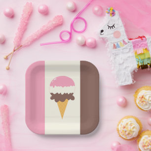 Neapolitan Ice Creme Cone Pappteller