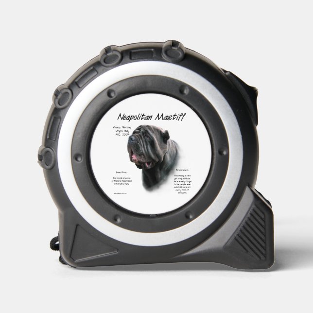 Neapolitan Mastiff (blk) Geschichtsdesign Maßband (Vorderseite)