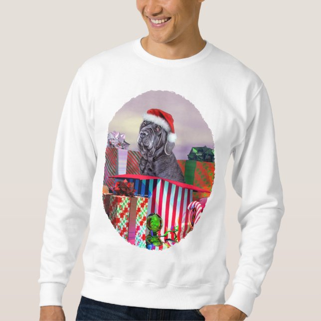 Neapolitan Mastiff Christmas Blue Sweatshirt (Vorderseite)