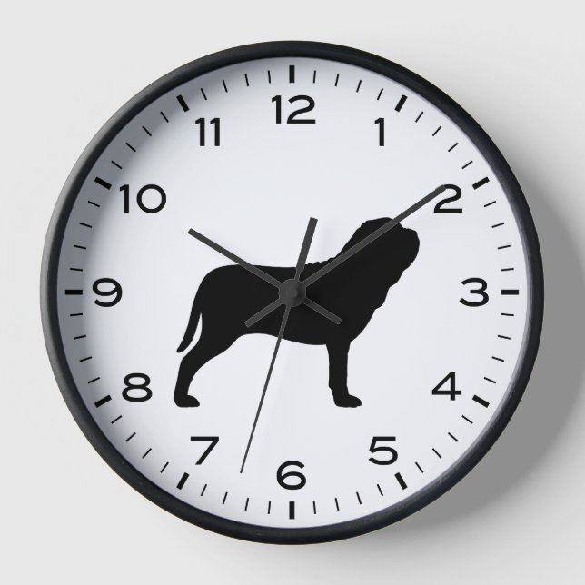 Neapolitan Mastiff Dog Breed Silhouette Uhr (Vorderseite)