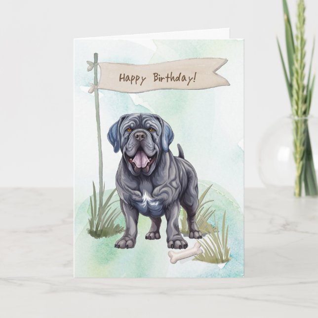 Neapolitan Mastiff Dog Breed Under Birthday Sign Karte (Vorderseite)