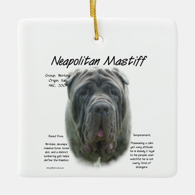 Neapolitan Mastiff (grau) Geschichtsdesign Keramikornament (Vorderseite)