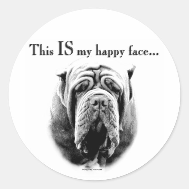 Neapolitan Mastiff Happy Face Sticker (Vorderseite)