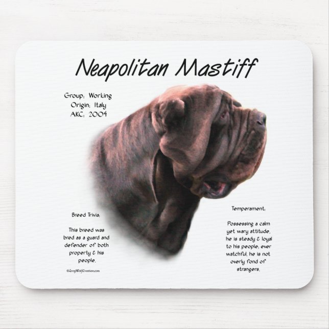 Neapolitan Mastiff (Mahagoni) Historisches Design Mousepad (Vorne)