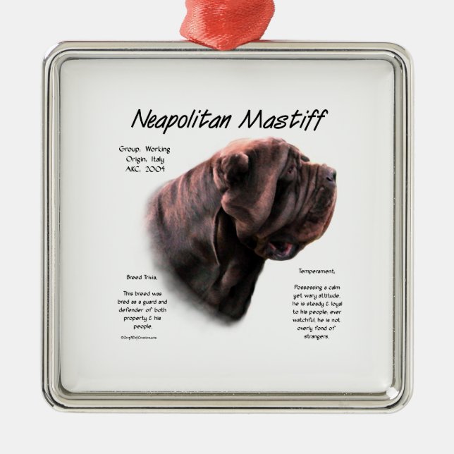 Neapolitan Mastiff (Mahagoni) Historisches Design Ornament Aus Metall (Vorne)