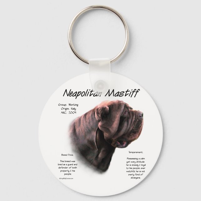 Neapolitan Mastiff (Mahagoni) Historisches Design Schlüsselanhänger (Vorderseite)