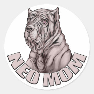 Neapolitan Mastiff Mama Black Runder Aufkleber