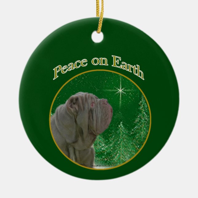 Neapolitan Mastiff Peace Keramik Ornament (Vorne)