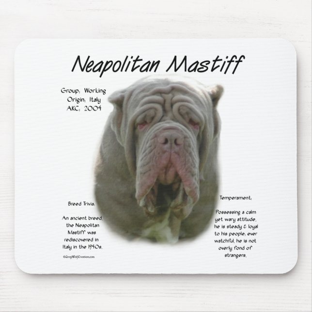 Neapolitan Mastiff (Tawny) Historisches Design Mousepad (Vorne)