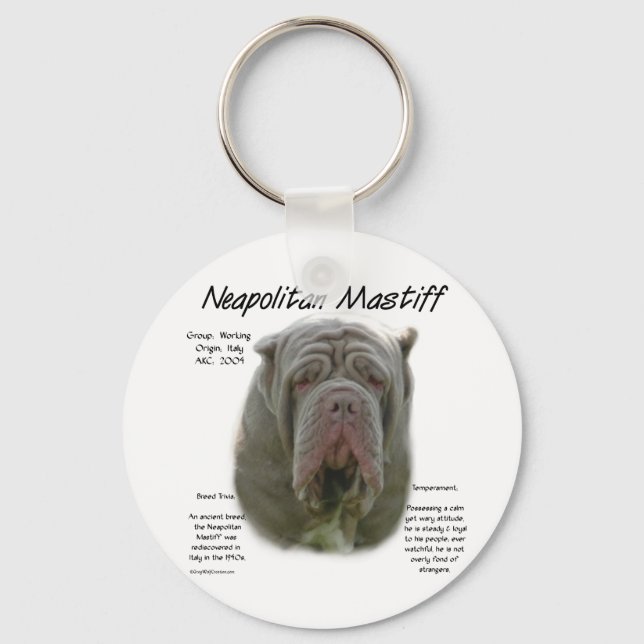 Neapolitan Mastiff (Tawny) Historisches Design Schlüsselanhänger (Vorderseite)