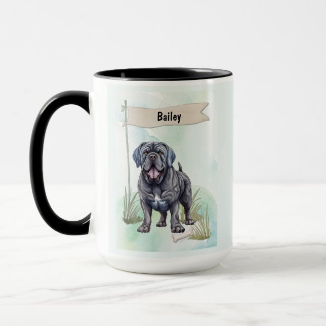 Neapolitan Mastiff Watercolor Personalized Dog Tasse (Links)