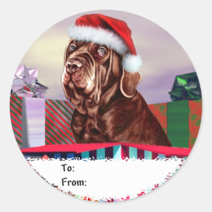 Neapolitan Mastiff Weihnachts Mahogany Gift Tags Runder Aufkleber
