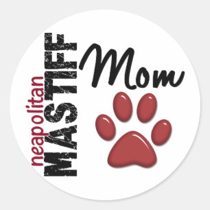 Neapolitanische Mastiff-Mama 2 Runder Aufkleber