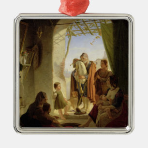 Neapolitanischer Dudelsackspieler in winterlichem Silbernes Ornament