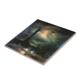 Neapolitanischer Leuchtturm Iwans Aivazovsky- Fliese