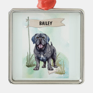 Neapolitanischer Mastiff Wasserfarbe Personalisier Ornament Aus Metall