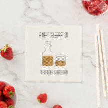 Neat Celebration Whiskey Birthday Party Napkins
