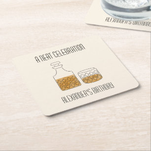 Neat Celebration Whiskey Birthday Party Rechteckiger Pappuntersetzer
