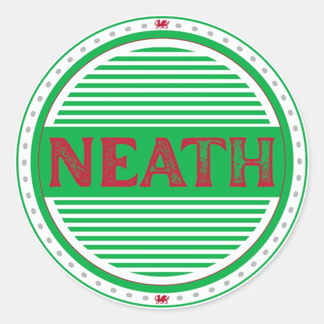 Neath City Pride Emblem – Walisische Identität Runder Aufkleber (Vorderseite)