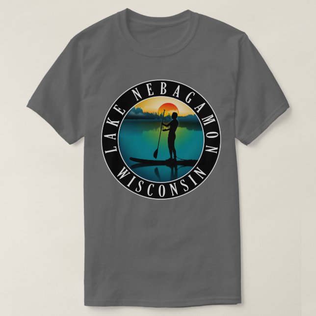 Nebagamasee Wisconsin Paddleboarding T-Shirt (Design vorne)