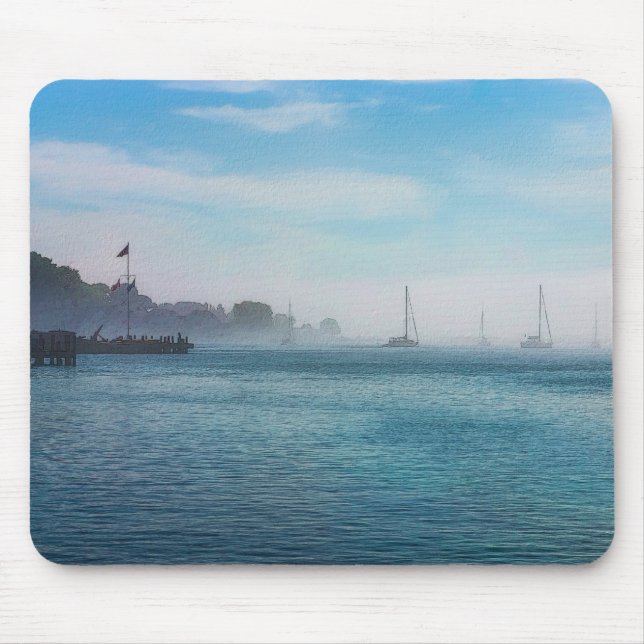Nebel am Hafen von Mackinac Mousepad (Vorne)