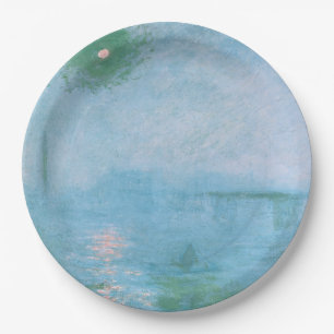 Nebel an der Themse (von Claude Monet) Pappteller