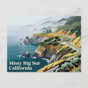 Nebel Big Sur Kalifornien Postkarte