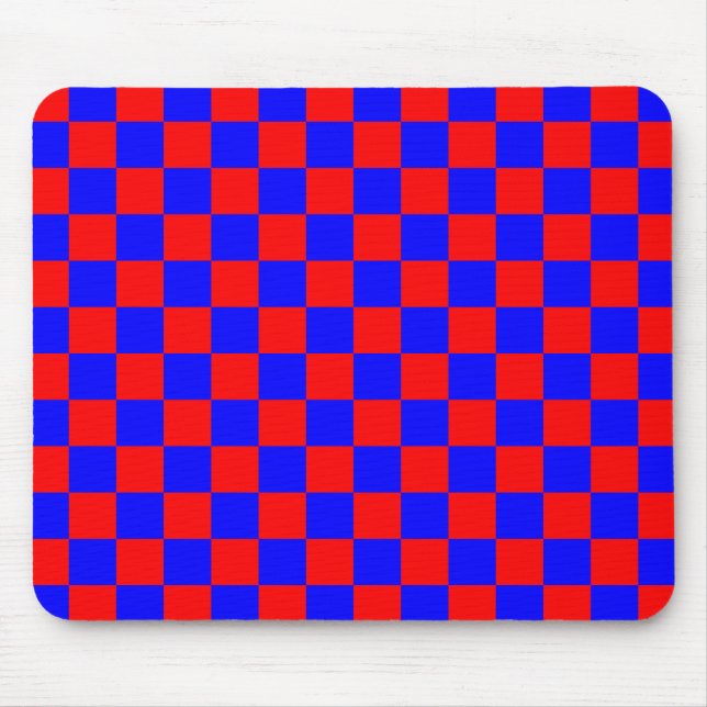 Nebel Blau und Rot Checkerboard Vintag Mousepad (Vorne)