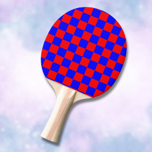 Nebel Blau und Rot Checkerboard Vintag Tischtennis Schläger