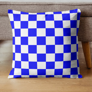 Nebel-blaue und weiße Checkerboard Vintag Kissen