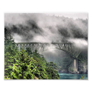 Nebel-Brücke eine Fotodruck