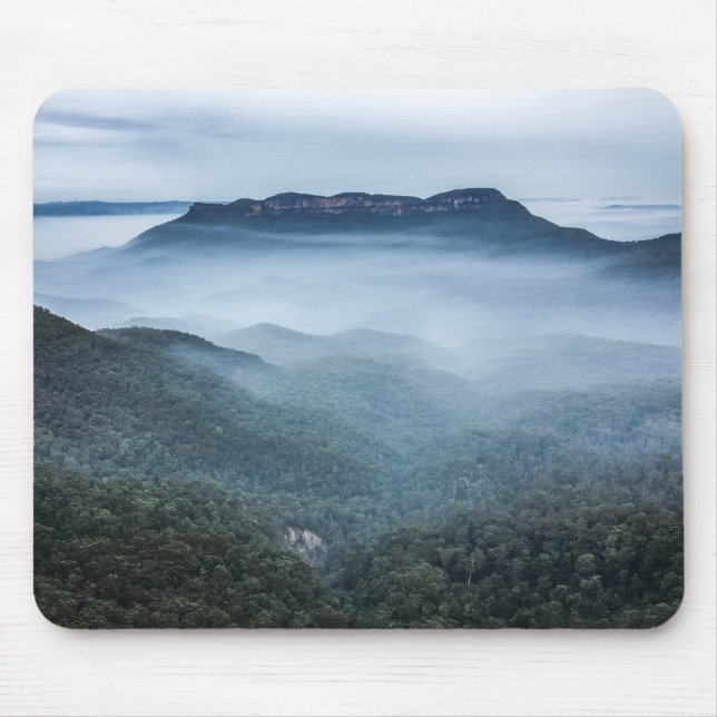 Nebel-Landschaftsblaue Berge Mousepad (Vorne)