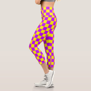 Nebel Lila Gelb Karton Vintag Capri Leggings